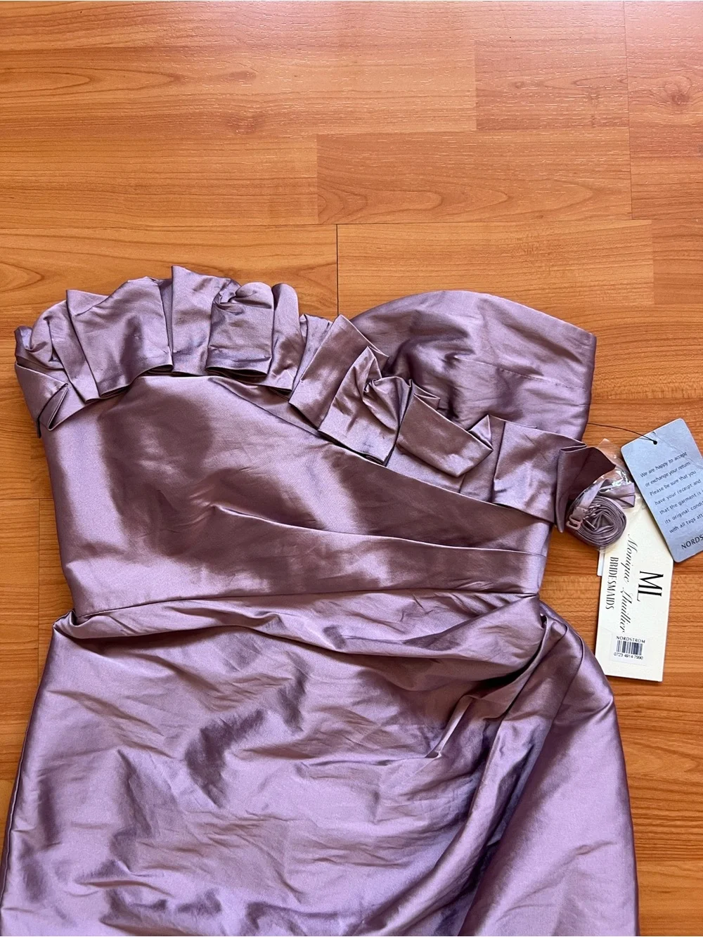 NWT Monique Lhuillier Bridesmaids Mauve Satin Mini Dress